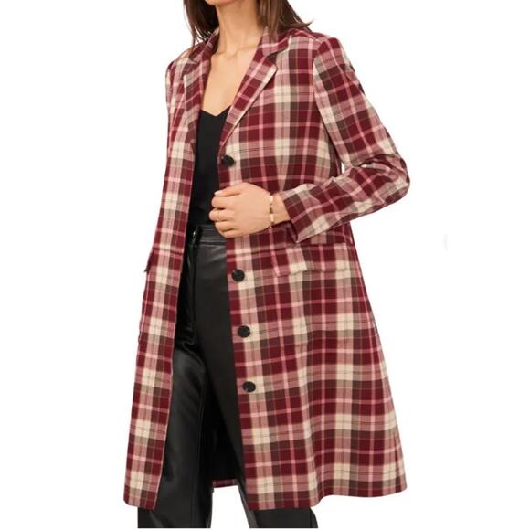 New ~ 1.STATE REVOLVE ~ Women's Multicolor Plaid Long Sleeve Top Coat Size Small - Picture 3 of 8
